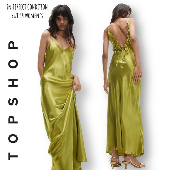 Topshop Satin Maxi  in Light Green size 14 NEVER WORN/NEW ✨ - Picture 2 of 16
